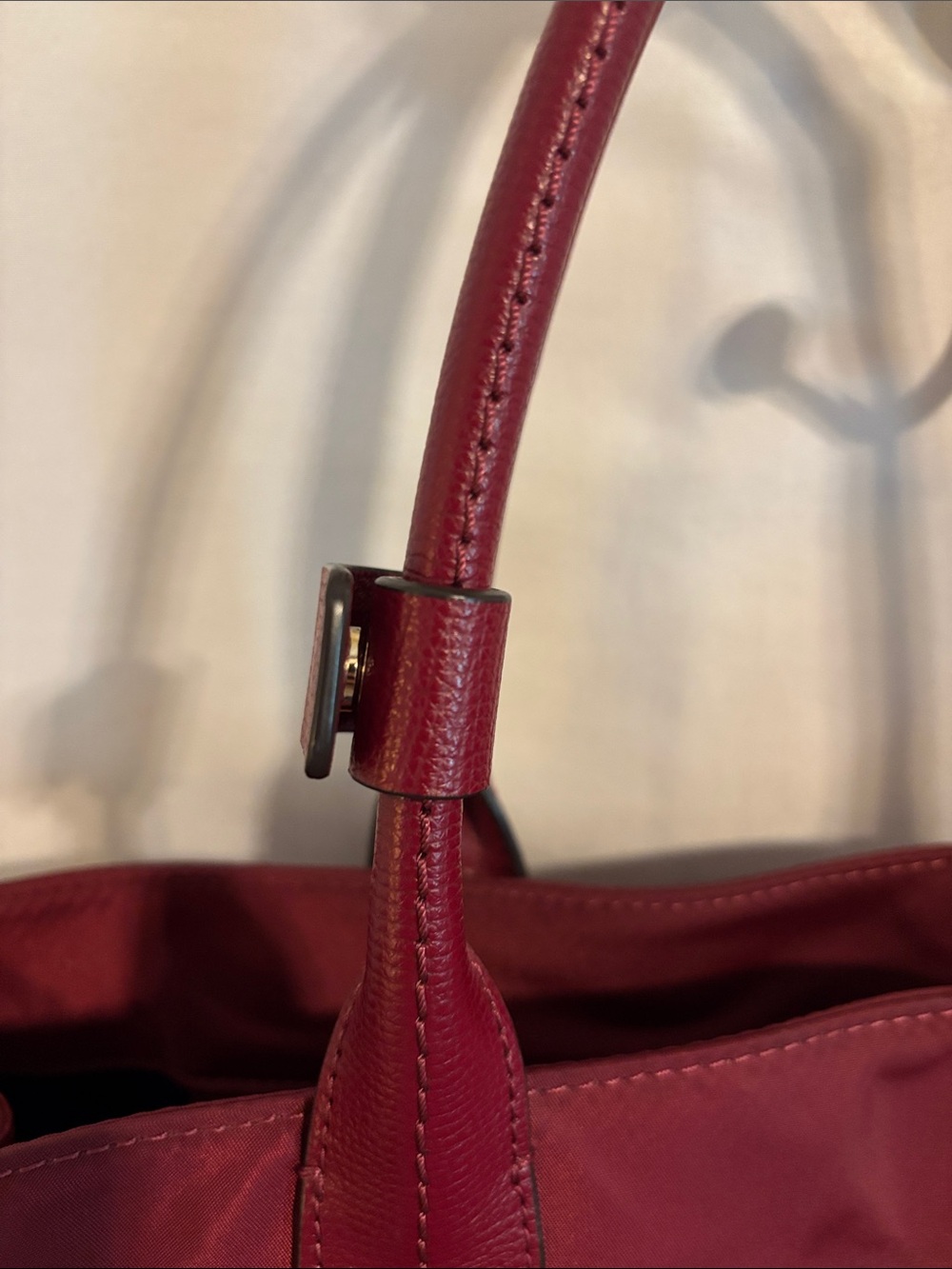 Henri Bendel Womens Tote Bag Purse Maroon Red Nylon - Picture 7 of 11